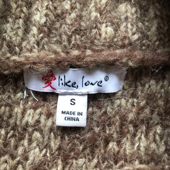 Like love, Brown & White knit, cowl-neck, wool/alpaca blend, sweater, Sz: Small - Picture 5 of 9
